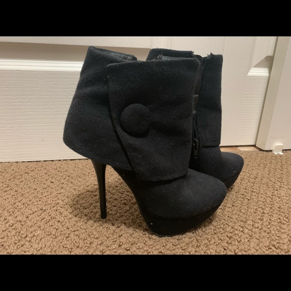 Black Suede Ankle Booties - Picture 2 of 3
